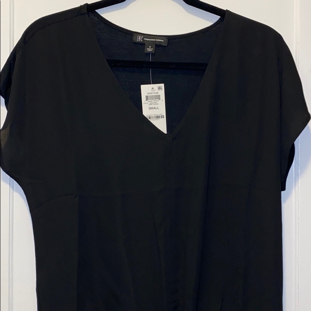 INC black chiffon top with bottom tie.